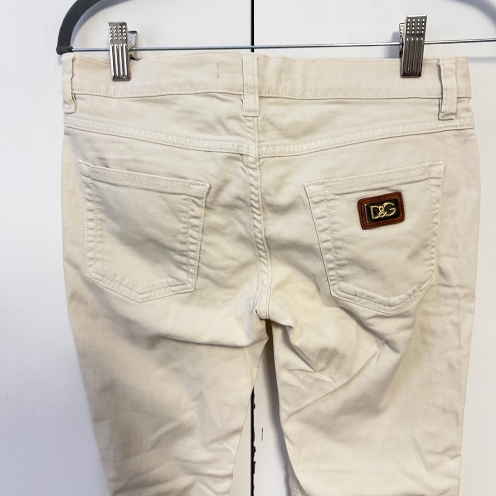 Dolce Gabbana Girly Jeans Vintage Y2K Cream Denim IT 38 US 2 - Picture 3 of 5